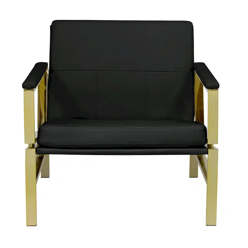 Strick & Bolton Regina Metal and Bonded Leather Mid Century Accent Chair