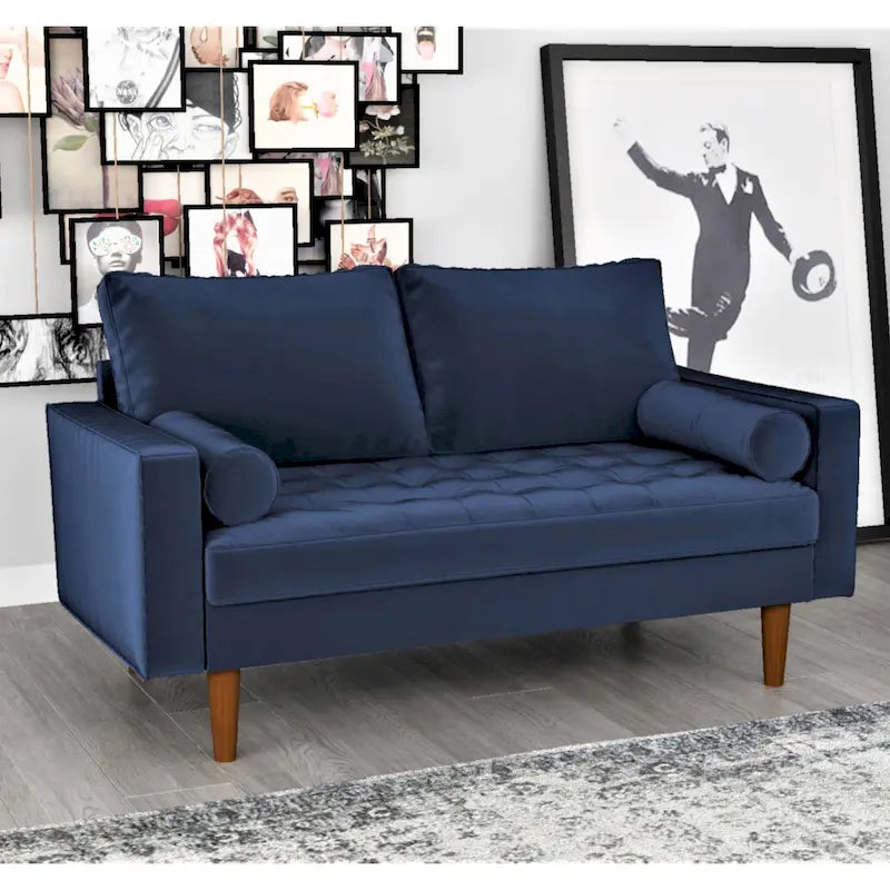 Luis Mid-century Modern Tufted Velvet Loveseat - N/A