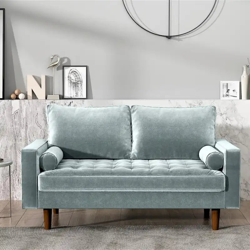 Luis Mid-century Modern Tufted Velvet Loveseat - N/A