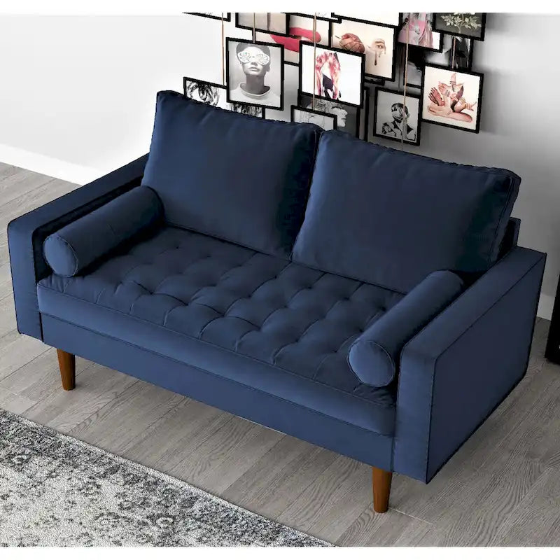 Luis Mid-century Modern Tufted Velvet Loveseat - N/A