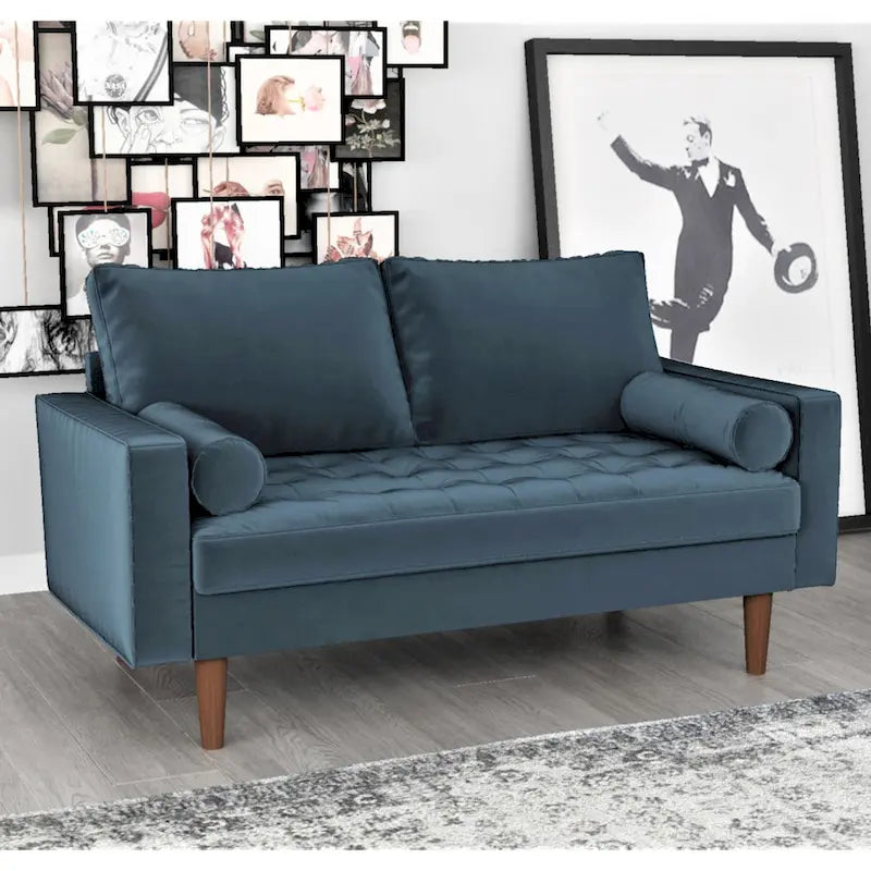 Luis Mid-century Modern Tufted Velvet Loveseat - N/A