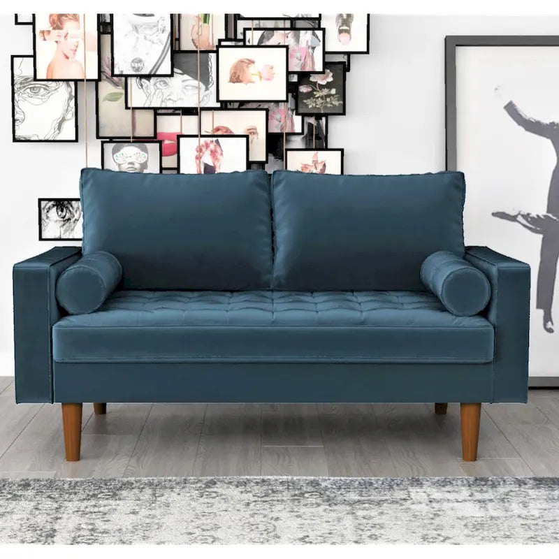 Luis Mid-century Modern Tufted Velvet Loveseat - N/A