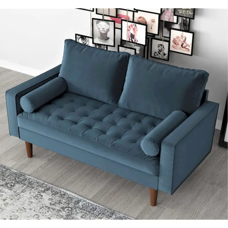 Luis Mid-century Modern Tufted Velvet Loveseat - N/A