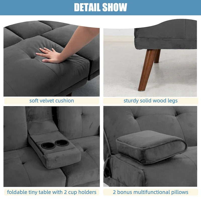 Futzca 60 Small Loveseat, 3 in 1 Cute Convertible Sofa Bed