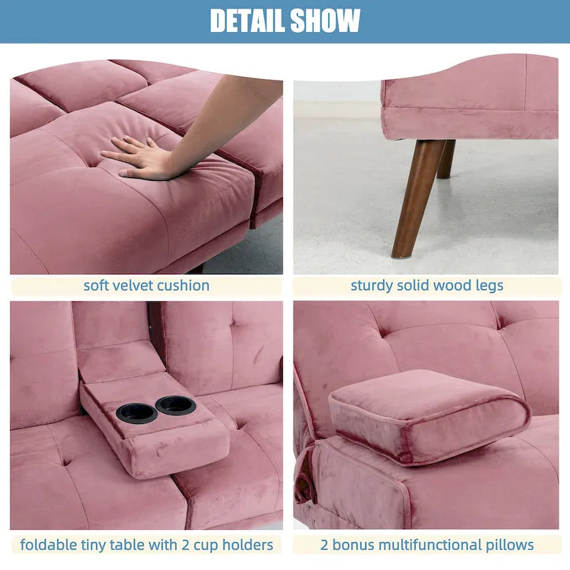 Futzca 60 Small Loveseat, 3 in 1 Cute Convertible Sofa Bed