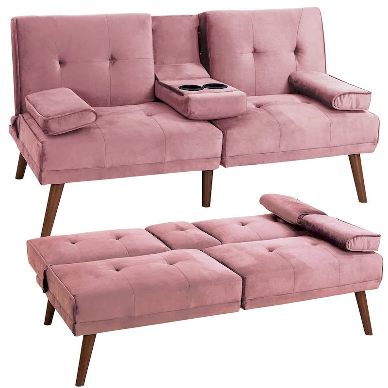 Futzca 60 Small Loveseat, 3 in 1 Cute Convertible Sofa Bed