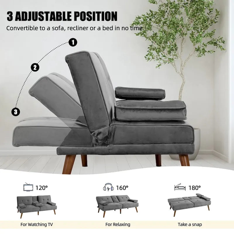 Futzca 60 Small Loveseat, 3 in 1 Cute Convertible Sofa Bed