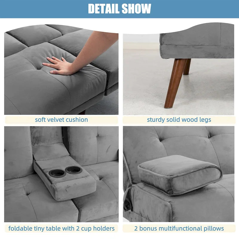 Futzca 60 Small Loveseat, 3 in 1 Cute Convertible Sofa Bed