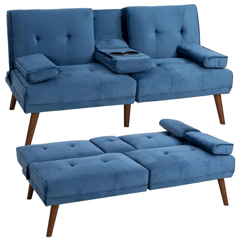 Futzca 60 Small Loveseat, 3 in 1 Cute Convertible Sofa Bed