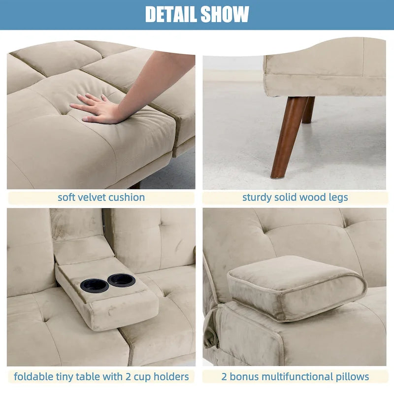 Futzca 60 Small Loveseat, 3 in 1 Cute Convertible Sofa Bed