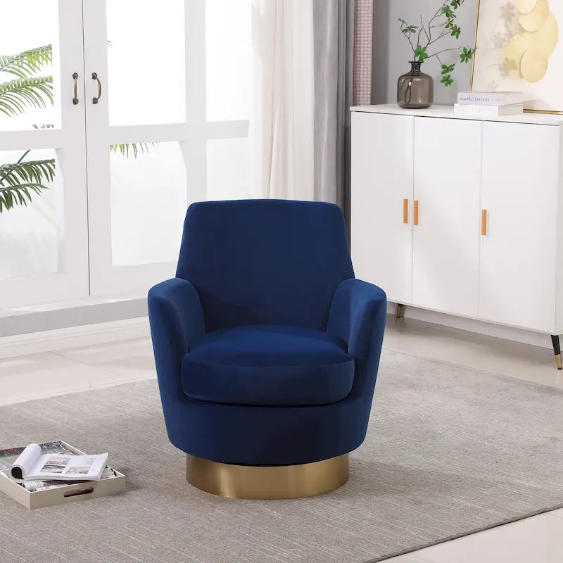 Velvet Soft Fabric Swivel Barrel Chair - 28.3 x 29.3 x 32.7