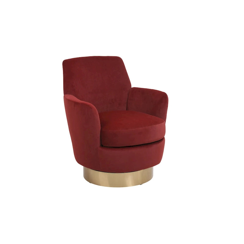 Velvet Soft Fabric Swivel Barrel Chair - 28.3 x 29.3 x 32.7