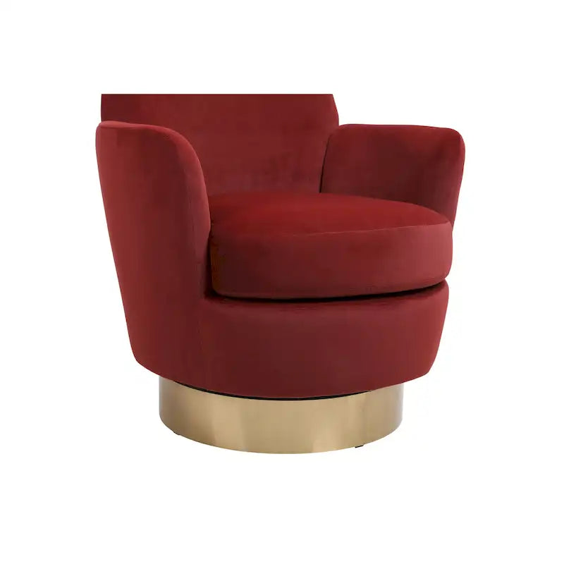 Velvet Soft Fabric Swivel Barrel Chair - 28.3 x 29.3 x 32.7
