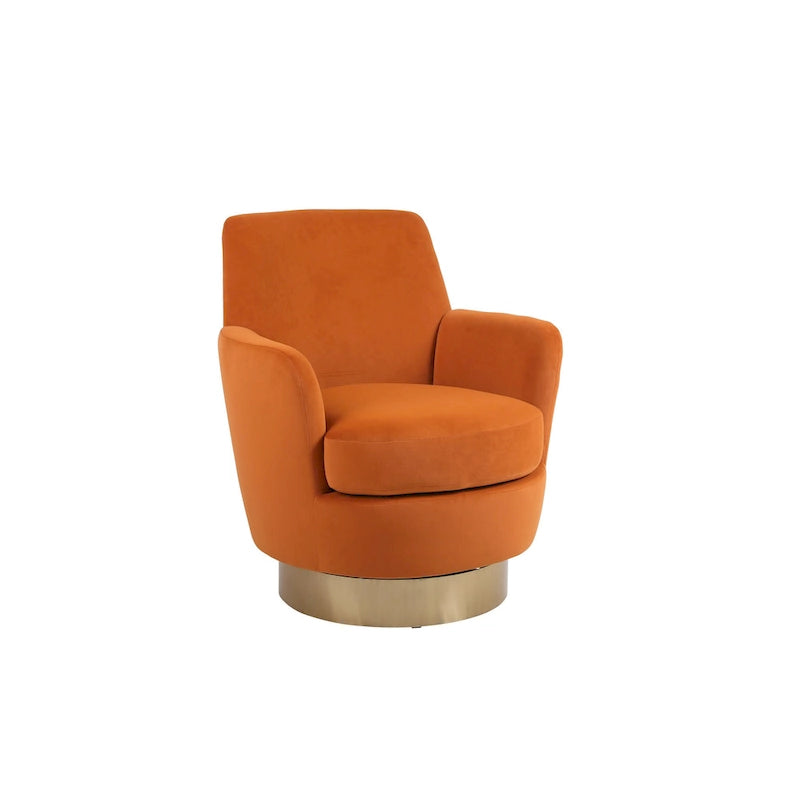 Velvet Soft Fabric Swivel Barrel Chair - 28.3 x 29.3 x 32.7
