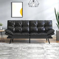 Futon Sofa Bed, Faux Leather Convertible Sofa with Adjustable Splitback Armrests for Compact Living Space, Twin Size