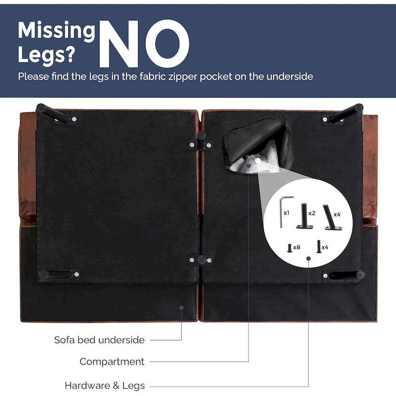 Futon Sofa Bed, Faux Leather Convertible Sofa with Adjustable Splitback Armrests for Compact Living Space, Twin Size