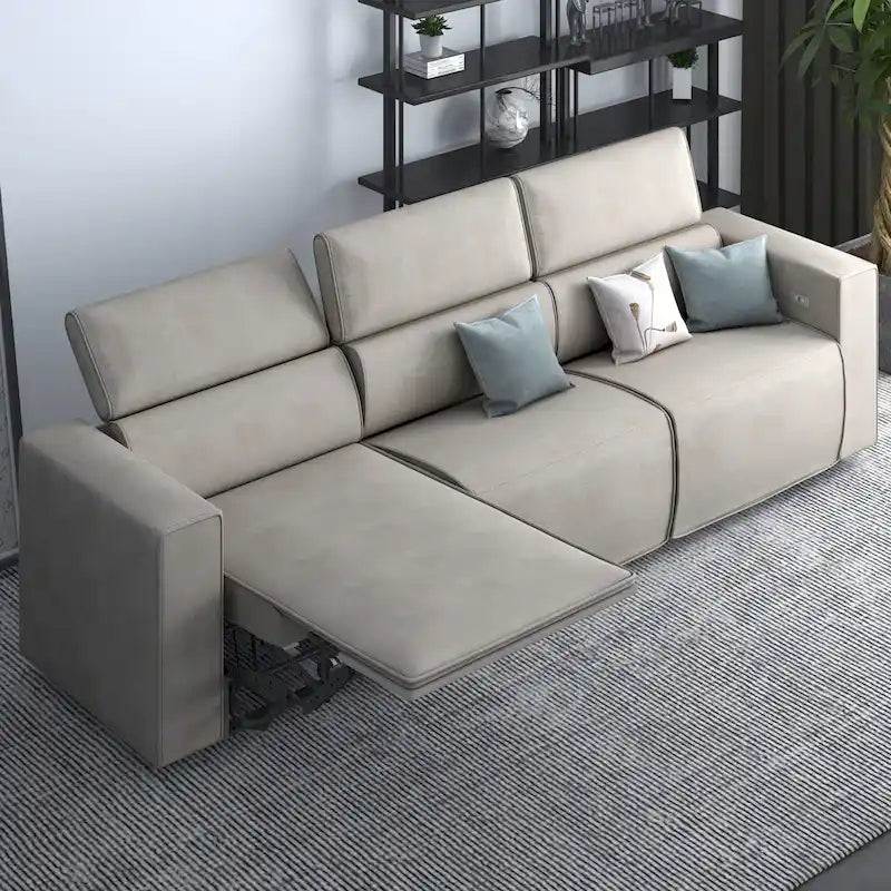 Mixoy Power Reclining Sofa, Faux Leather Electic Sofa Recliner,Theater Seating Furniture with USB Charging Station