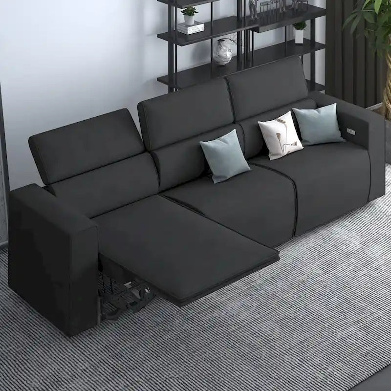 Mixoy Power Reclining Sofa, Faux Leather Electic Sofa Recliner,Theater Seating Furniture with USB Charging Station