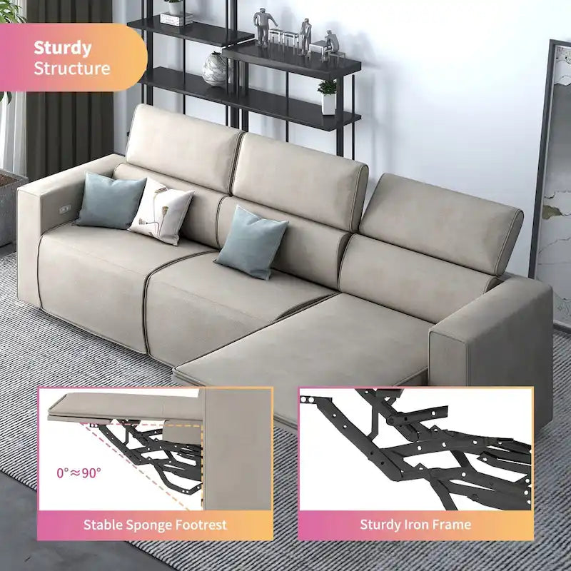 Mixoy Power Reclining Sofa, Faux Leather Electic Sofa Recliner,Theater Seating Furniture with USB Charging Station