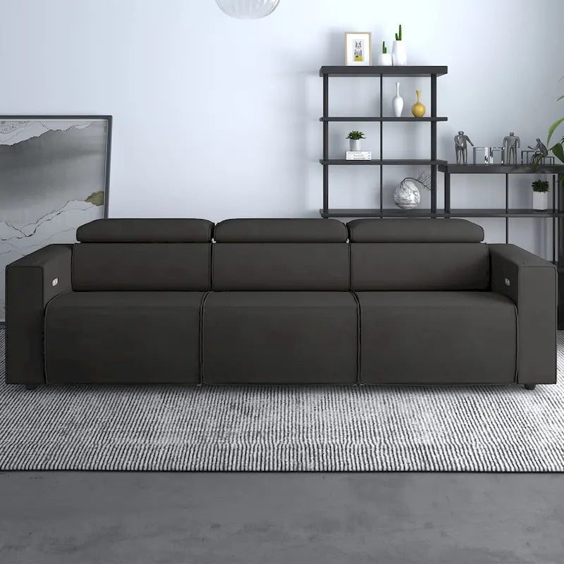 Mixoy Power Reclining Sofa, Faux Leather Electic Sofa Recliner,Theater Seating Furniture with USB Charging Station