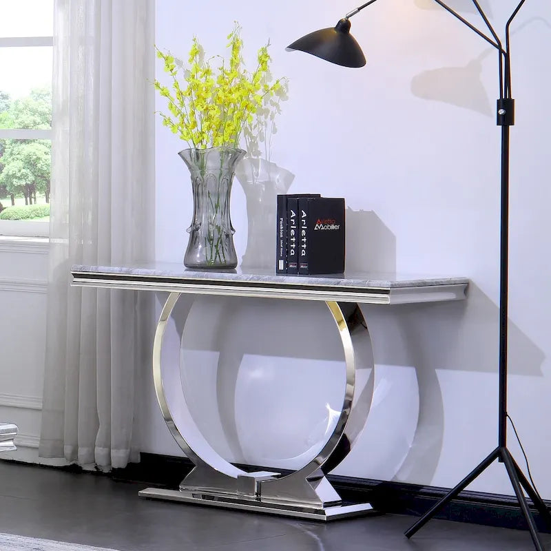 Modern Console Tables With Metal U Base and Gloss texture top