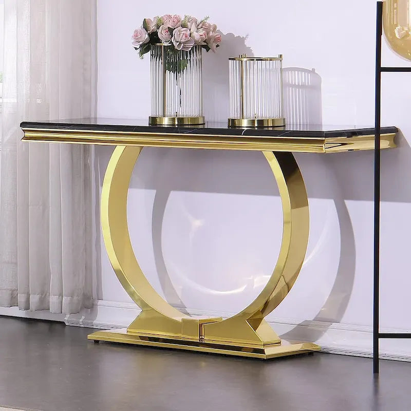 Modern Console Tables With Metal U Base and Gloss texture top