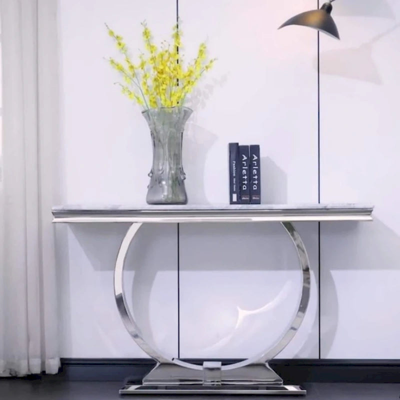 Modern Console Tables With Metal U Base and Gloss texture top