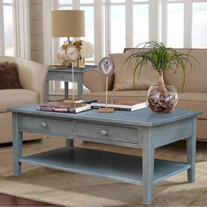 Spencer Solid Parawood Coffee Table - 48 in. W x 24 in. D x 19 in. H