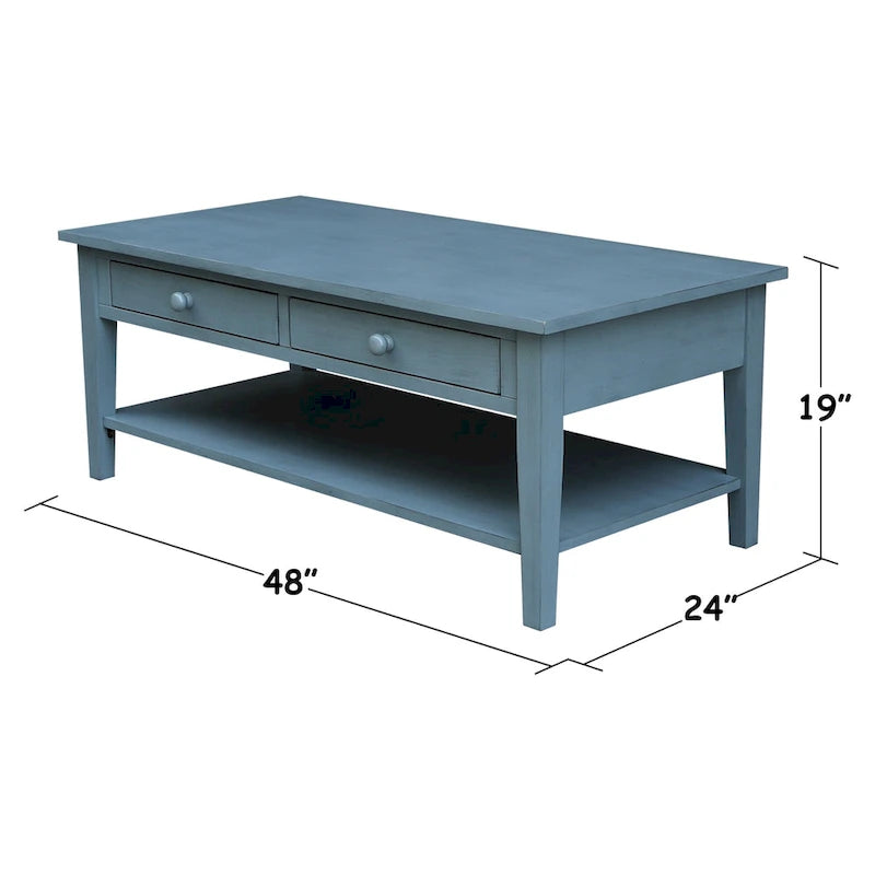 Spencer Solid Parawood Coffee Table - 48 in. W x 24 in. D x 19 in. H
