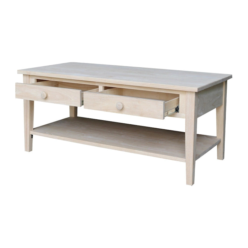 Spencer Solid Parawood Coffee Table - 48 in. W x 24 in. D x 19 in. H