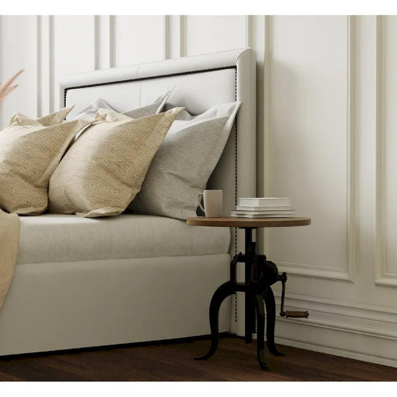 Carolina Living Regan Adjustable Accent Table - Chestnut Top - Black Base