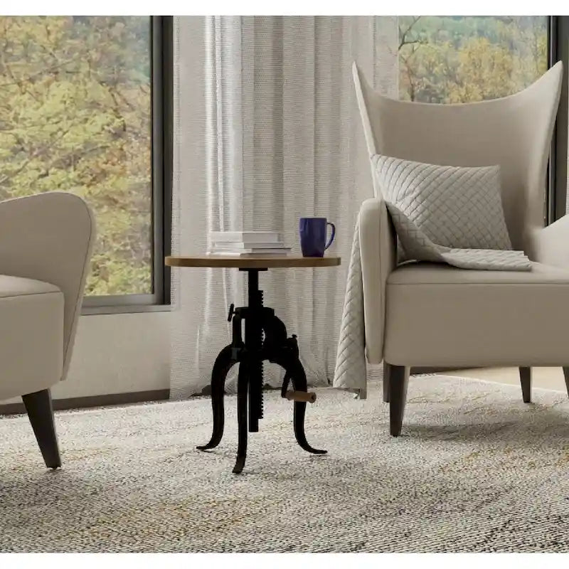 Carolina Living Regan Adjustable Accent Table - Chestnut Top - Black Base