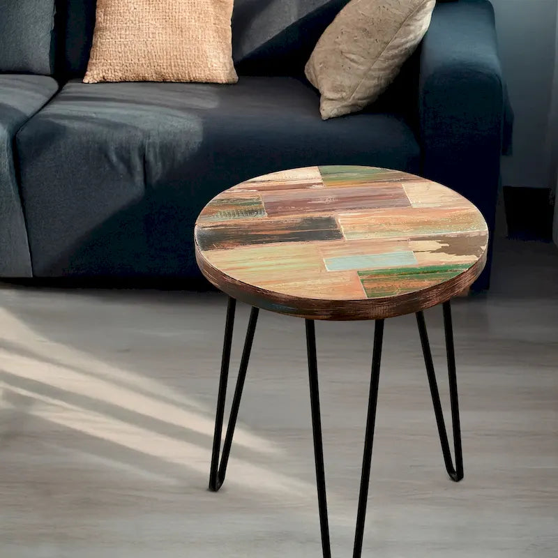 Greenage Reclaimed Wood End Table Living Room Night Stand Use