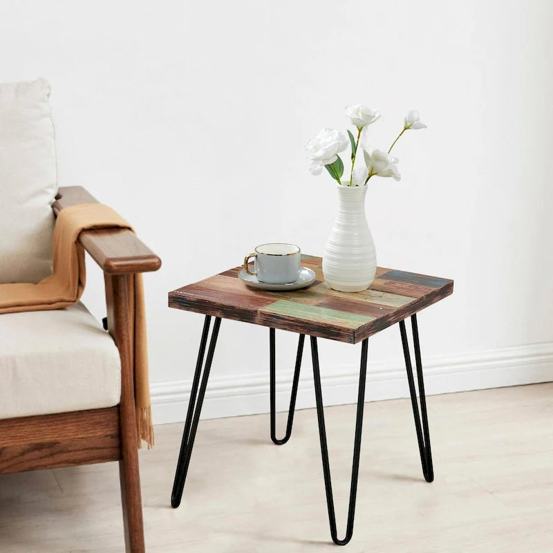 Greenage Reclaimed Wood End Table Living Room Night Stand Use