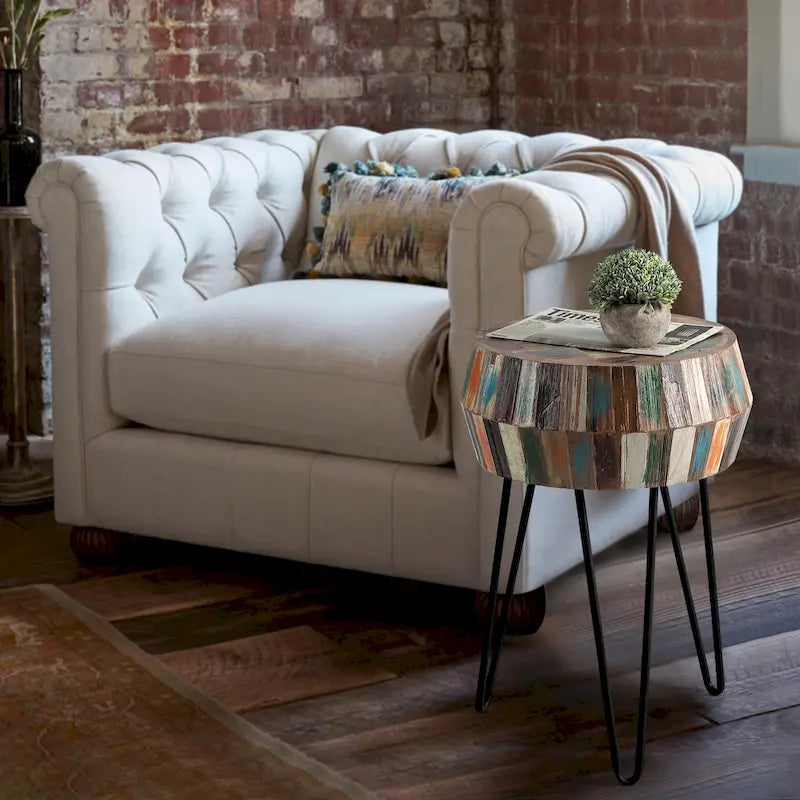 Greenage Reclaimed Wood End Table Living Room Night Stand Use