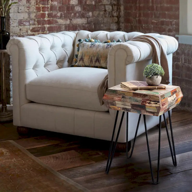 Greenage Reclaimed Wood End Table Living Room Night Stand Use