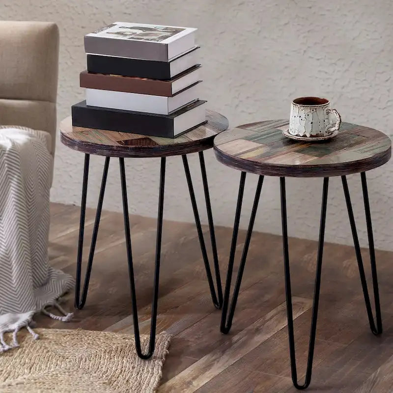 Greenage Reclaimed Wood End Table Living Room Night Stand Use