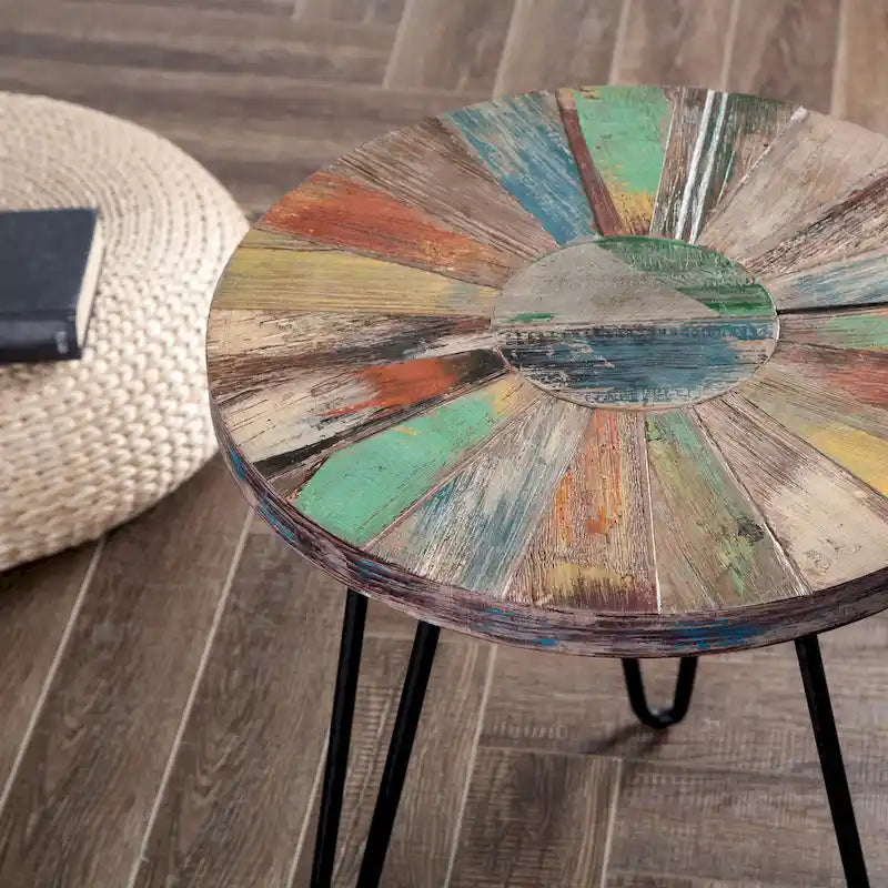 Greenage Reclaimed Wood End Table Living Room Night Stand Use