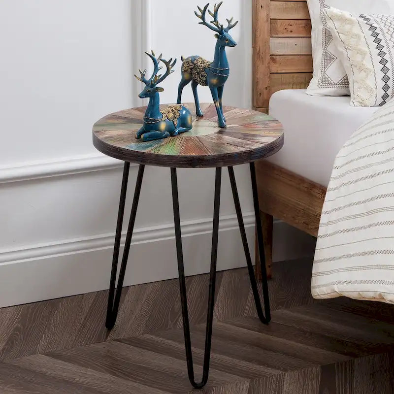 Greenage Reclaimed Wood End Table Living Room Night Stand Use