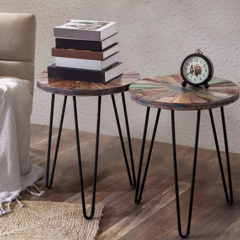 Greenage Reclaimed Wood End Table Living Room Night Stand Use