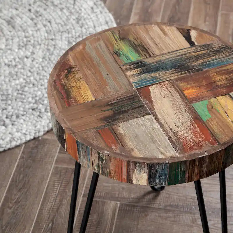 Greenage Reclaimed Wood End Table Living Room Night Stand Use