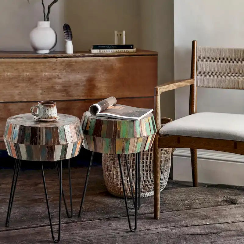 Greenage Reclaimed Wood End Table Living Room Night Stand Use