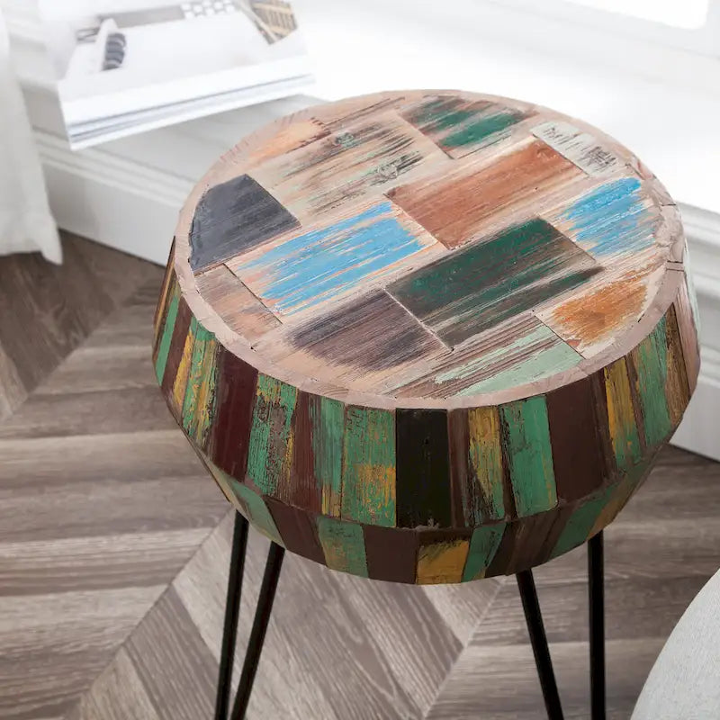 Greenage Reclaimed Wood End Table Living Room Night Stand Use