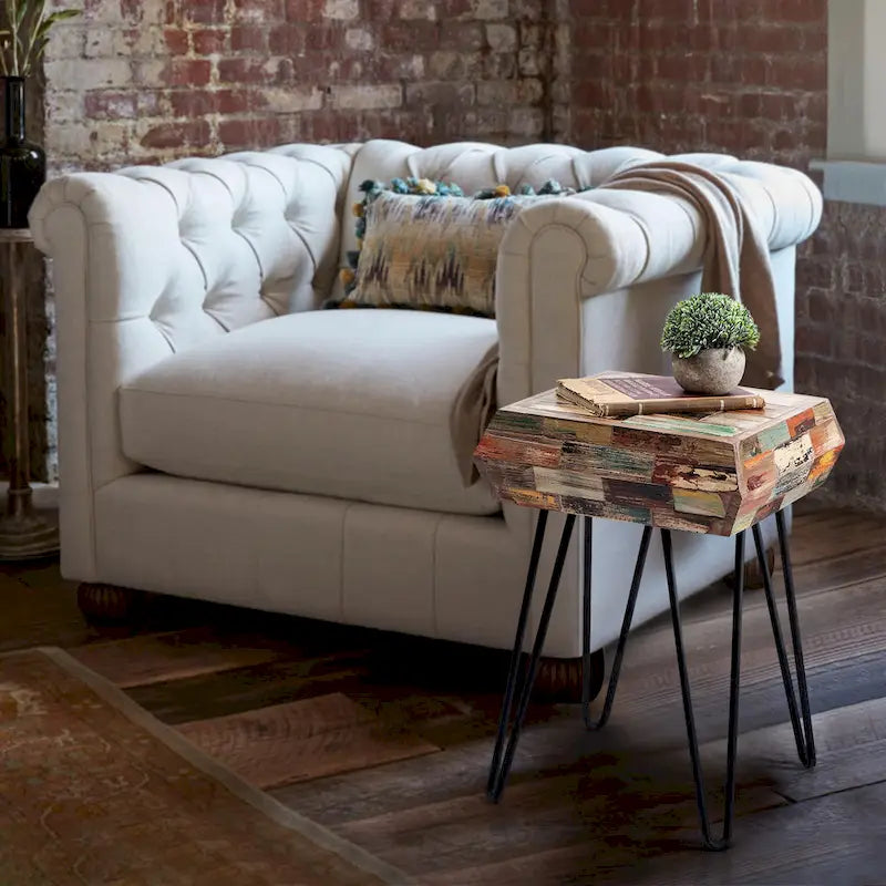 Greenage Reclaimed Wood End Table Living Room Night Stand Use