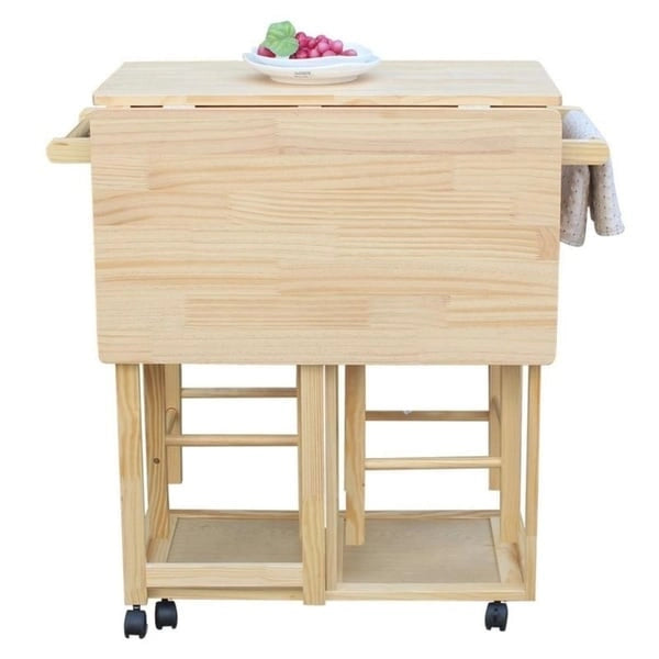 Carson Carrington Dalur 3-piece Foldable Rolling Wooden Kitchen Cart