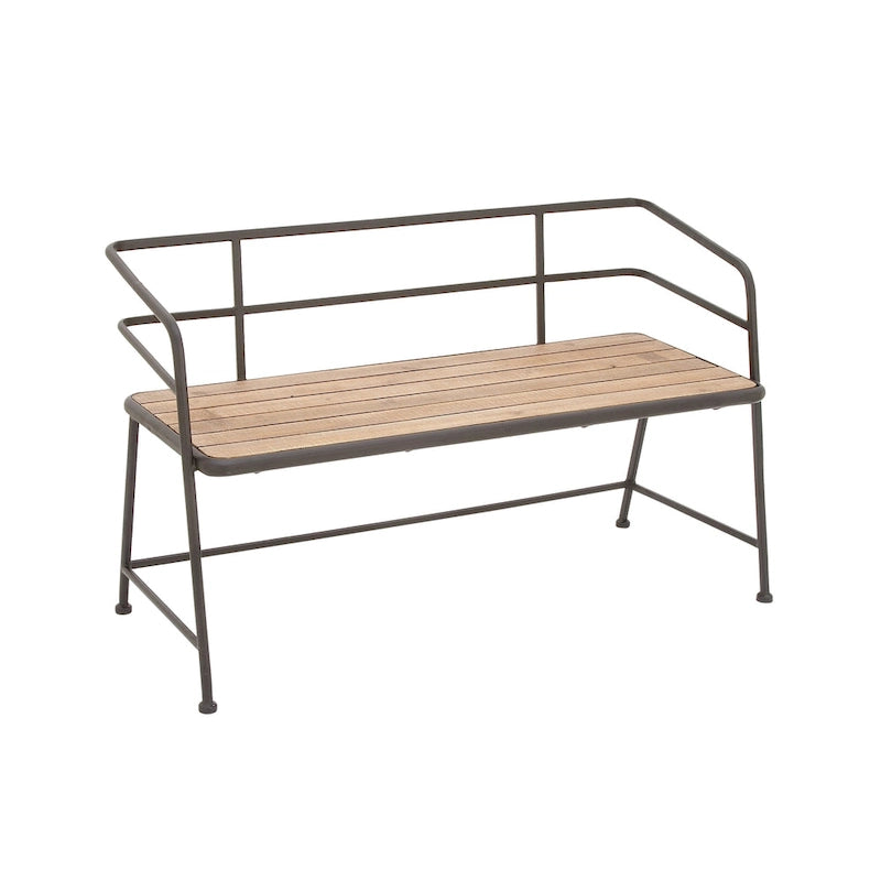 Metal Bench with Wood Seat - Black - Roche River Dcor. - 18Wx45Lx28H