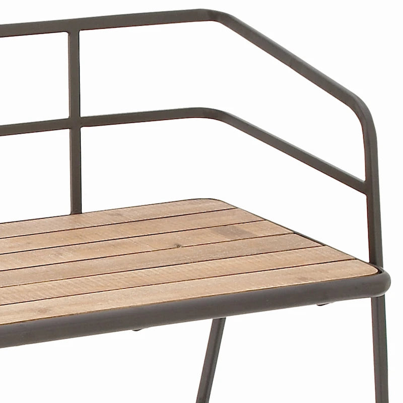 Metal Bench with Wood Seat - Black - Roche River Dcor. - 18Wx45Lx28H