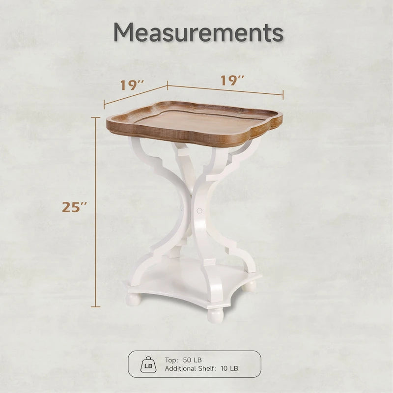 COZAYH Rustic Farmhouse Tray Top End Table