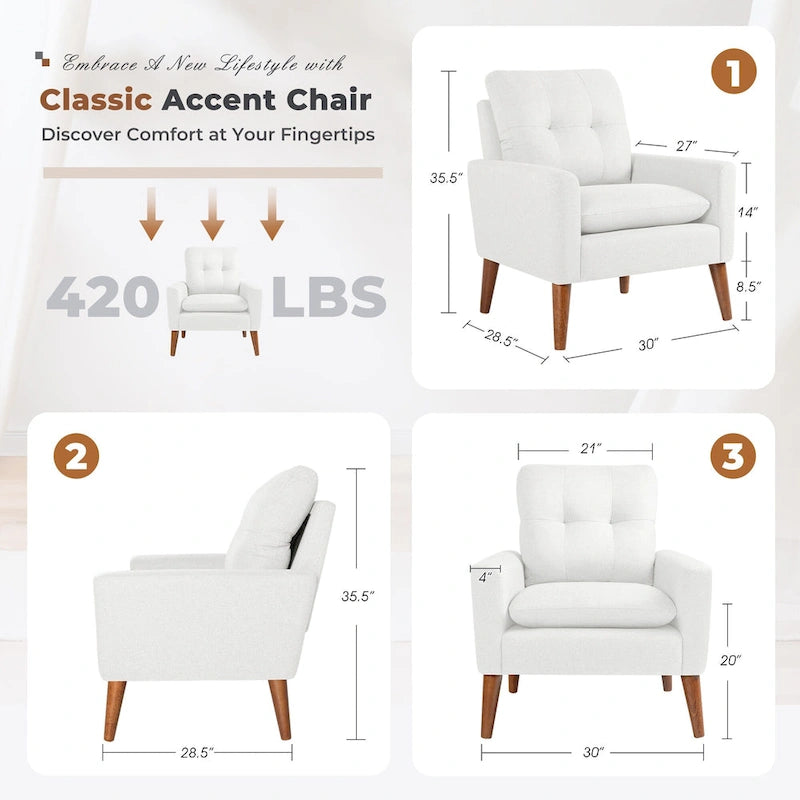 Homall Accent Chair Modern Fabric Upholstered Arm Chair Wood Legs Lounge Chair for Living Room