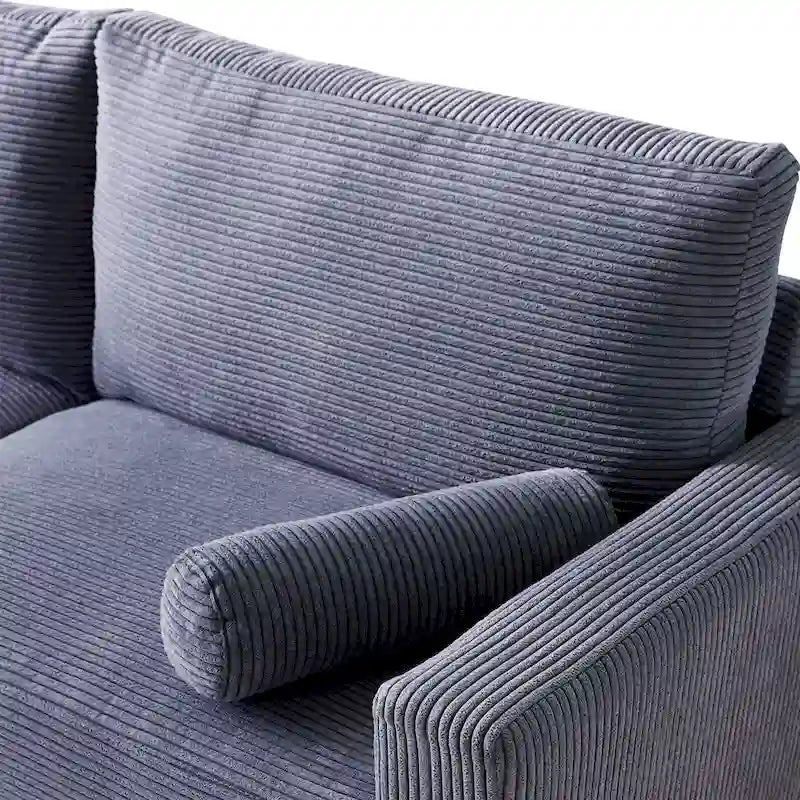 HOOOWOOO Mid-Century Modern Upholstered Sofa Couch with Rolled Pillows